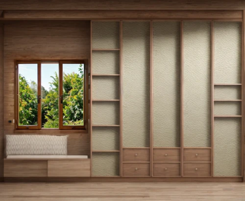 japanese-style room,wooden windows,window blind,wooden shutters,window with shutters,room divider,wood window,window treatment,window blinds,window covering,bamboo curtain,wooden mockup,patterned wood decoration,sliding door,wooden door,wooden wall,armoire,bamboo frame,ryokan,tatami