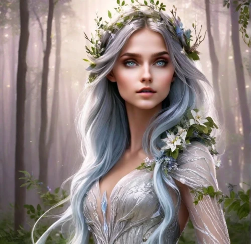 white rose snow queen,faerie,faery,fairy queen,elven flower,dryad,fantasy portrait,elven,fae,the snow queen,fantasy art,the enchantress,fantasy picture,enchanting,violet head elf,flower fairy,fairy tale character,elven forest,fantasy woman,bridal veil