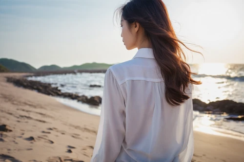 long-sleeved t-shirt,beach background,long-sleeve,japanese woman,by the sea,girl on the dune,blog,sea breeze,beach scenery,sea-shore,seashore,ao dai,beach walk,one-piece garment,mari makinami,white clothing,blouse,flickr,girl in a long dress from the back,girl in white dress,Photography,General,Natural