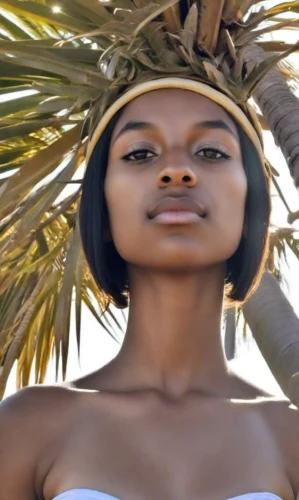 ethiopian girl,coconut hat,ebony,palm leaves,artificial hair integrations,coconut oil,african woman,beautiful african american women,polynesian girl,palmtrees,coconuts on the beach,organic coconut oil,african american woman,beach background,afar tribe,palm trees,yellow sun hat,coconut trees,coconut palms,high sun hat