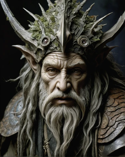 lokportrait,poseidon god face,gandalf,male elf,king lear,dwarf sundheim,thorin,odin,the emperor's mustache,sea god,norse,dwarf,the wizard,heroic fantasy,fantasy portrait,father frost,magus,viking,elven,fantasy art,Illustration,Realistic Fantasy,Realistic Fantasy 14