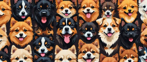 seamless pattern,corgis,canines,seamless pattern repeat,background pattern,animal faces,vector pattern,dog digital paper,color dogs,shetland sheepdog tricolour,memphis pattern,huskies,dog illustration,rough collie,dog breed,pembroke welsh corgi,shiba,the pembroke welsh corgi,tessellation,repeating pattern,Conceptual Art,Fantasy,Fantasy 32