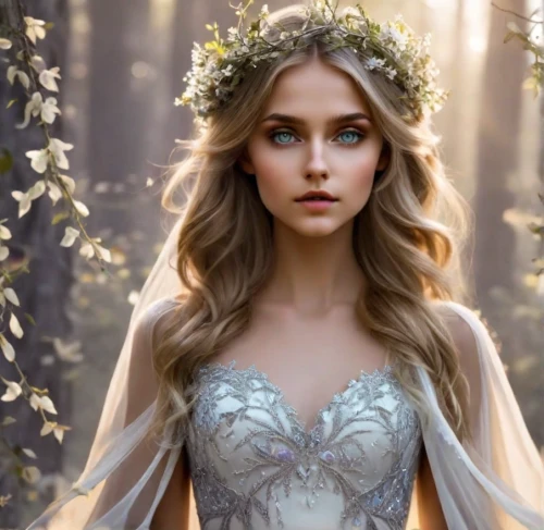 fairy queen,faery,faerie,jessamine,white rose snow queen,bridal clothing,bridal dress,enchanting,flower fairy,bridal,wedding dresses,wedding dress,spring crown,celtic woman,fairy,fairy tale character,sun bride,dryad,fae,bridal veil