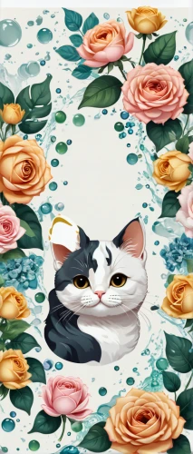 flower cat,seamless pattern,floral background,japanese floral background,roses pattern,calico cat,flower animal,floral digital background,background pattern,calico,seamless pattern repeat,flower background,flowers png,tea party cat,cat vector,paper flower background,tablecloth,flowers pattern,on a transparent background,painting pattern,Conceptual Art,Fantasy,Fantasy 23