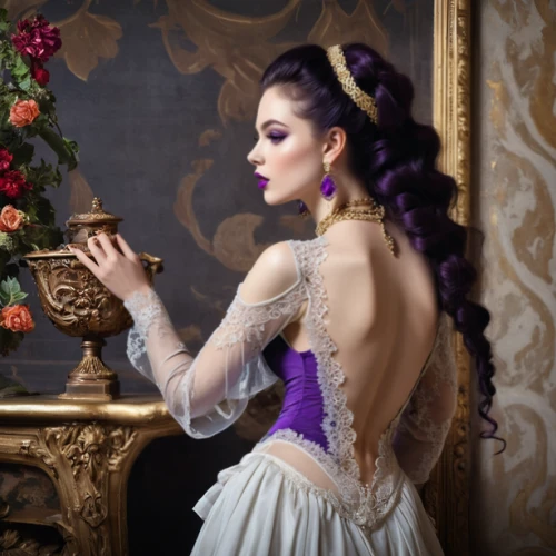 la violetta,victorian lady,victorian style,gothic fashion,the victorian era,rococo,purple rose,baroque,bridal clothing,royal lace,miss circassian,victorian fashion,bodice,bridal jewelry,gothic portrait,pale purple,violet,damask,soprano lilac spoon,scent of roses