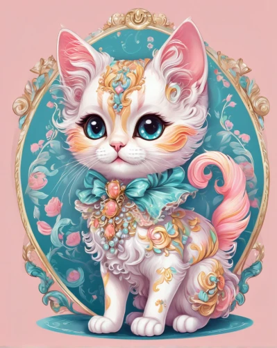 blossom kitten,tea party cat,calico cat,flower cat,doll cat,japanese bobtail,capricorn kitz,calico,cat vector,eglantine,kawaii patches,teacup,white cat,porcelaine,flower animal,pink cat,cat kawaii,lucky cat,turkish van,cute cat,Conceptual Art,Fantasy,Fantasy 24