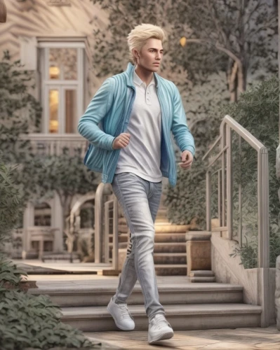 pedestrian,superfruit,blue shoes,cool blonde,commercial,fashionista,codes,tracksuit,a pedestrian,alpha era,ken,man's fashion,male model,stylish boy,the style of the 80-ies,advertising clothes,icon steps,standing walking,freestyle walking,jogger,Common,Common,Natural