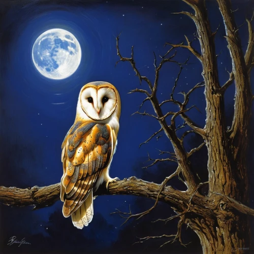 siberian owl,owl art,owl nature,nocturnal bird,barn owl,tawny owl,nite owl,barred owl,owlet,owl drawing,owl,owl-real,large owl,saw-whet owl,blue moon,owl background,kirtland's owl,southern white faced owl,tyto longimembris,bird painting,Illustration,Realistic Fantasy,Realistic Fantasy 32