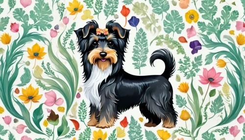 bearded collie,sealyham terrier,fox terrier,smooth fox terrier,old english terrier,dog illustration,skye terrier,wire hair fox terrier,standard schnauzer,parson russell terrier,rough collie,welsh terrier,welsh cardigan corgi,english shepherd,schnauzer,miniature fox terrier,tibetan terrier,collie,chilean fox terrier,smooth collie,Conceptual Art,Fantasy,Fantasy 24