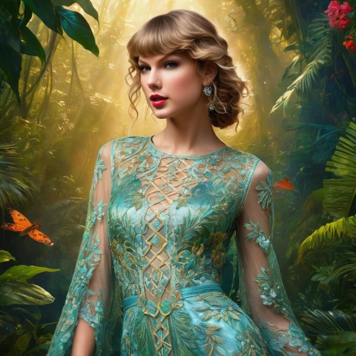 enchanting,green dress,enchanted,fairy queen,fantasia,blue dress,fairy peacock,forest background,turquoise,elegant,emerald,portrait background,hd wallpaper,cinderella,green wallpaper,fantasy portrait,floral background,spring background,radiant,full hd wallpaper,Conceptual Art,Fantasy,Fantasy 05