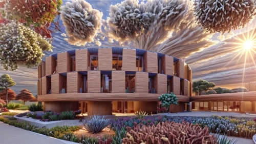 eco hotel,eco-construction,house pineapple,3d rendering,sky space concept,futuristic architecture,dubai miracle garden,cubic house,dunes house,solar cell base,school design,render,hub,cacti,cube house,garden design sydney,building honeycomb,desert coral,modern architecture,cube stilt houses