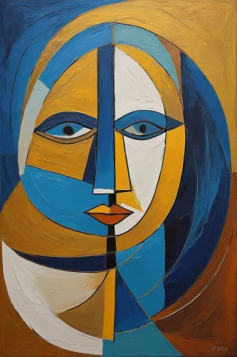 sun and moon,woman's face,3-fold sun,woman face,sailing blue yellow,woman thinking,art deco woman,cubism,spring equinox,abstract painting,carol colman,mondrian,sun moon,golden ratio,yellow and blue,golden mask,mary-gold,oil painting on canvas,geocentric,dualism,Art,Artistic Painting,Artistic Painting 05