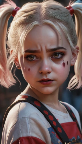 harley quinn,doll's facial features,nora,clementine,piper,harley,the girl's face,alice,child girl,laika,the little girl,vada,game character,geppetto,female doll,main character,ragdoll,elf,game art,doll's head