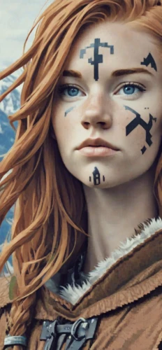 female warrior,clary,warrior woman,germanic tribes,celtic queen,massively multiplayer online role-playing game,redheads,skyrim,highland games,redhead doll,elven,runes,heroic fantasy,joan of arc,face paint,biblical narrative characters,fantasy woman,merida,viking,barbarian