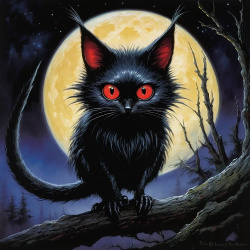 halloween cat,halloween black cat,black cat,feral cat,yellow eyes,red eyes,cheshire,werewolf,the cat,halloween poster,fire red eyes,cat image,helloween,cat vector,werewolves,capricorn kitz,cat,stray cats,domestic cat,full moon,Illustration,Realistic Fantasy,Realistic Fantasy 32