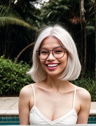 with glasses,vietnamese,silver framed glasses,filipino,asian woman,lace round frames,vietnamese woman,pi mai,seminyak,pixie-bob,glasses,albino,artificial hair integrations,asian vision,asian,reading glasses,hon khoi,asian semi-longhair,portrait background,asian girl