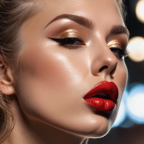 vintage makeup,retouching,christmas gold and red deco,women's cosmetics,retouch,red lips,red lipstick,lip liner,black-red gold,airbrushed,gloss,beauty face skin,rouge,lipstick,cosmetics,glossy,makeup,cosmetic,skin texture,gold glitter,Photography,General,Natural