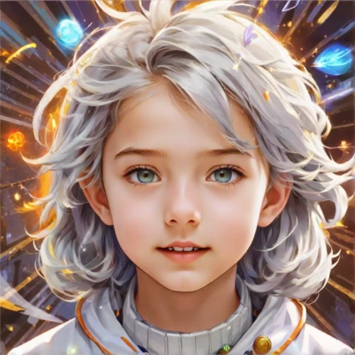 fantasy portrait,luminous,aurora,heterochromia,elsa,lux,child portrait,mystical portrait of a girl,aura,world digital painting,cg artwork,eris,libra,portrait background,silver,eufiliya,violet evergarden,the eyes of god,angel,luna