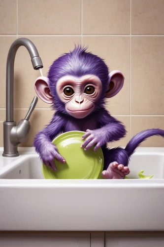 monkey,baby shampoo,baby monkey,cheeky monkey,primate,monkeys band,the monkey,chimpanzee,hand washing,monkey banana,primates,barbary monkey,anthropomorphized animals,hygiene,washing hands,macaque,monkeys,monkey wrench,monkey soldier,ape,Conceptual Art,Fantasy,Fantasy 09