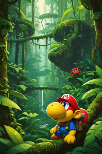 toadstool,game illustration,toadstools,cartoon video game background,mushroom landscape,frog background,forest floor,perched on a log,forest mushroom,toad,yoshi,cartoon forest,true toad,game art,swampy landscape,super mario brothers,forest animal,rainforest,amphibian,forest background,Conceptual Art,Fantasy,Fantasy 09