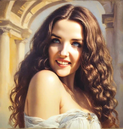 romantic portrait,celtic woman,oil painting,photo painting,emile vernon,oil painting on canvas,young woman,fantasy portrait,girl portrait,a girl's smile,vintage woman,portrait of a girl,vintage female portrait,vintage girl,world digital painting,beautiful young woman,digital painting,mystical portrait of a girl,italian painter,art painting