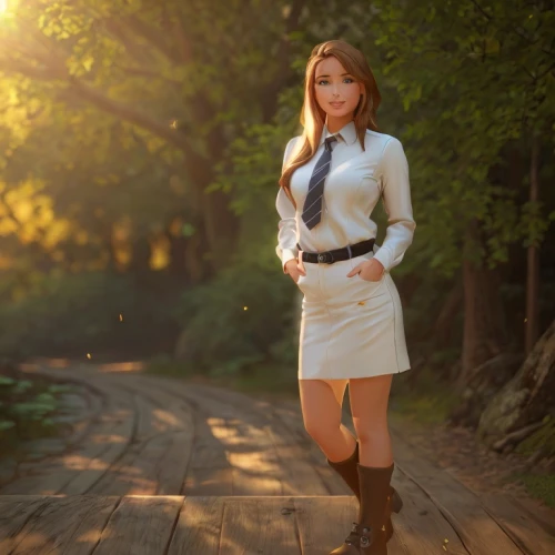 country dress,countrygirl,country style,cowgirl,farmer in the woods,farm girl,country road,cowboy boots,white boots,country song,country-western dance,cowgirls,country-side,country,heidi country,southern belle,cosplay image,wooden bridge,woman walking,wooden track,Game&Anime,Pixar 3D,Pixar 3D