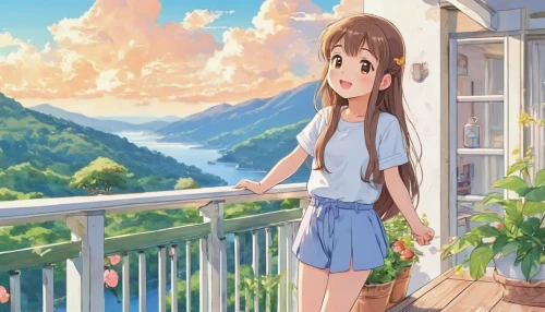 tsumugi kotobuki k-on,yui hirasawa k-on,idyllic,akko,summer day,azusa nakano k-on,studio ghibli,summer background,landscape background,miku maekawa,summer evening,scenery,summer sky,himuto,in the summer,background image,outside,hiyayakko,mikuru asahina,on the roof,Illustration,Japanese style,Japanese Style 01