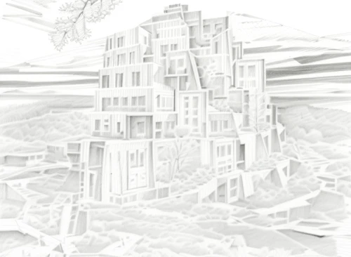 tower of babel,hashima,peter-pavel's fortress,ghost castle,castle of the corvin,ruin,habitat 67,kirrarchitecture,destroyed city,high-rise building,book cover,isometric,skyscraper town,acropolis,knight's castle,stalin skyscraper,ruins,city buildings,sci fiction illustration,panoramical,Design Sketch,Design Sketch,Pencil Line Art