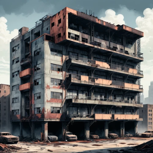 gunkanjima,hashima,apartment block,post-apocalyptic landscape,post apocalyptic,post-apocalypse,derelict,block of flats,apartment blocks,apartment building,luxury decay,pripyat,industrial ruin,apartments,apartment house,destroyed city,an apartment,apartment-blocks,abandoned,suburb,Conceptual Art,Fantasy,Fantasy 33