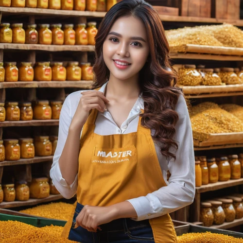 thai honey queen orange,honey products,barista,cottonseed oil,curry powder,yeast extract,girl in overalls,marketeer,mustard oil,edible oil,salesgirl,cooking oil,chili oil,rapeseeds,masala,indonesian women,vietnamese,rice bran oil,peanut sauce,five-spice powder,Photography,General,Natural
