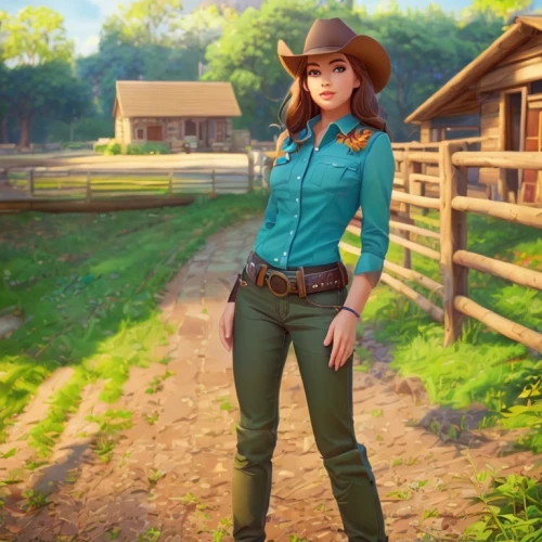 park ranger,cowgirl,sheriff,countrygirl,heidi country,farm girl,ranger,western,cowgirls,holding a gun,cowboy action shooting,country-western dance,country dress,country style,wild west,american frontier,western riding,cowboy hat,gunfighter,farmer in the woods,Common,Common,Cartoon
