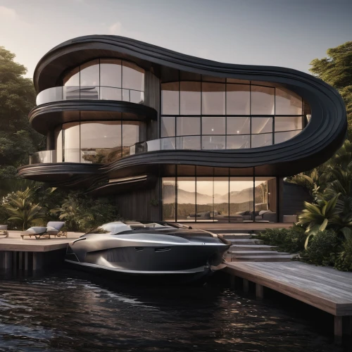 futuristic architecture,house by the water,luxury property,dunes house,luxury home,floating island,luxury real estate,futuristic art museum,modern architecture,floating islands,crib,modern house,luxury yacht,jewelry（architecture）,yacht exterior,3d rendering,florida home,floating huts,houseboat,mansion,Photography,General,Natural