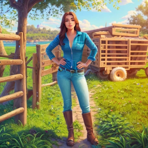 farm girl,farmer,farmer in the woods,countrygirl,farm background,country dress,cowgirl,farm set,farm animal,heidi country,country style,woman of straw,girl in overalls,farmers,tractor,agricultural,country,cg artwork,katniss,barnyard,Common,Common,Cartoon