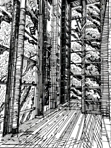 wireframe graphics,wireframe,fish traps,structure artistic,organ pipes,brushes,pillars,bamboo forest,roof structures,spines,cartoon forest,wicker fence,wooden construction,panoramical,columns,wood structure,structures,hanging houses,mandelbulb,cells,Design Sketch,Design Sketch,None