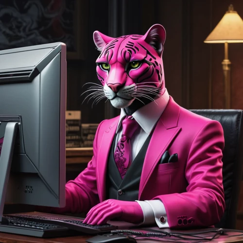 the pink panther,pink panther,the pink panter,pink cat,magenta,night administrator,pink tie,cyber crime,pink paper,man in pink,business online,administrator,businessman,businessperson,cyber security,computer business,internet business,business,receptionist,secretary,Conceptual Art,Fantasy,Fantasy 30