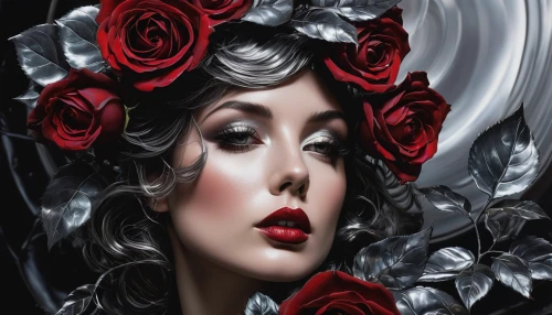 porcelain rose,red rose,red roses,art deco woman,queen of hearts,scent of roses,black rose hip,rosebushes,flower of passion,black rose,fashion illustration,wild roses,decorative figure,rose wreath,spray roses,victorian lady,rose white and red,roses,world digital painting,digital painting,Photography,General,Natural