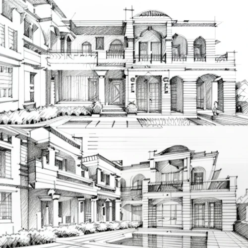 house drawing,garden elevation,terraced,houses clipart,kirrarchitecture,architect plan,3d rendering,house with caryatids,architecture,technical drawing,build by mirza golam pir,street plan,classical architecture,asian architecture,townhouses,residential house,persian architecture,architectural style,chinese architecture,iranian architecture,Design Sketch,Design Sketch,Pencil Line Art