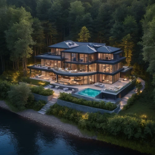house by the water,house with lake,luxury property,luxury home,new england style house,house in the forest,house in the mountains,luxury real estate,modern house,beautiful home,pool house,house in mountains,3d rendering,chalet,private house,lake view,holiday villa,the cabin in the mountains,dunes house,large home,Photography,General,Natural