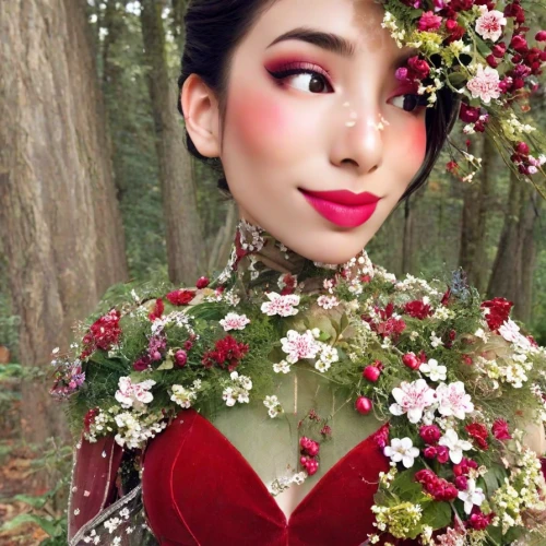 bunches of rowan,flower fairy,miss vietnam,rosa 'the fairy,rowanberries,geisha,rosa ' the fairy,woods' rose,forest flower,fairy queen,oriental princess,jasmine bush,faerie,blossomed,floral heart,flower girl,floral,elven flower,floral japanese,japanese floral background