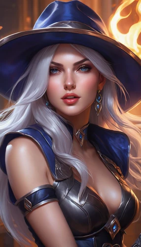 witch's hat icon,fire background,sorceress,dodge warlock,elza,fire master,monsoon banner,portrait background,fire siren,fantasy portrait,custom portrait,mage,tiber riven,fire angel,massively multiplayer online role-playing game,blue enchantress,witch ban,fire artist,twitch icon,rosa ' amber cover,Illustration,Realistic Fantasy,Realistic Fantasy 30