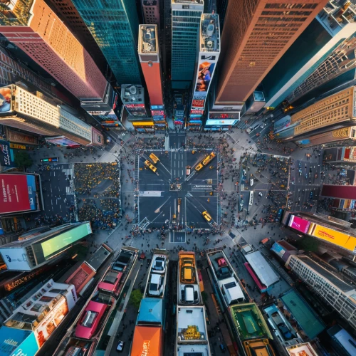new york streets,times square,time square,overhead shot,bird's eye view,aerial landscape,intersection,drone shot,birdseye view,colorful city,drone photo,drone view,vertigo,aerial view umbrella,drone image,city blocks,urbanization,aerial shot,manhattan,from above,Photography,General,Commercial