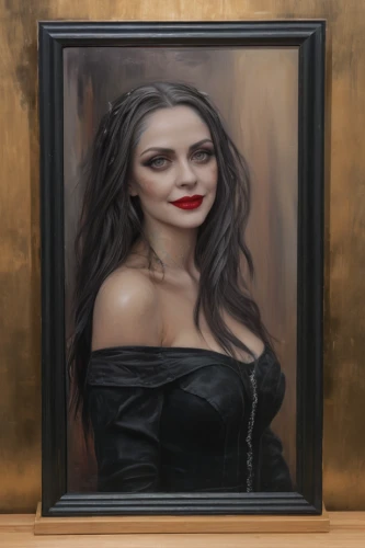 custom portrait,wooden frame,holding a frame,gothic portrait,wood frame,photo painting,portrait background,gold frame,silver frame,oil painting,vampire woman,art painting,the mona lisa,vampira,copper frame,oil painting on canvas,framed,pencil frame,beautiful frame,decorative frame