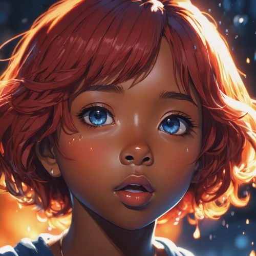 cinnamon girl,digital painting,fantasy portrait,mystical portrait of a girl,child portrait,girl portrait,fire eyes,world digital painting,child girl,rosa ' amber cover,kids illustration,luminous,nora,digital art,cinnamon,portrait background,fireflies,clementine,maci,girl drawing,Illustration,Japanese style,Japanese Style 10