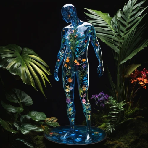 artist's mannequin,neon body painting,bodypainting,decorative figure,garden sculpture,garden statues,majorelle blue,manikin,3d figure,rosarium,a wax dummy,mother earth statue,bodypaint,articulated manikin,body painting,display dummy,tropical bloom,blue hawaii,statuette,plastic arts,Photography,Artistic Photography,Artistic Photography 02