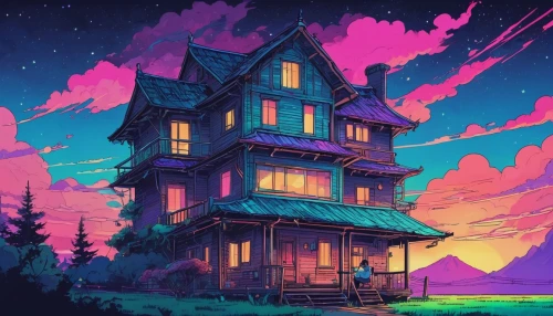 lonely house,witch's house,little house,house silhouette,witch house,small house,summer cottage,cabin,cottage,old home,house in the forest,treehouse,house,ancient house,house with lake,crispy house,house painting,small cabin,abandoned house,wooden house,Illustration,Japanese style,Japanese Style 06