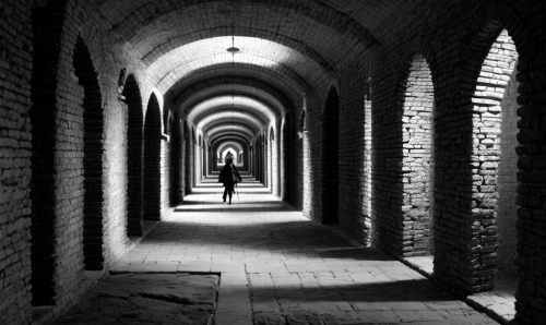 corridor,wall tunnel,passage,tunnel,canal tunnel,cloister,hallway,caravansary,colonnade,catacombs,archway,walkway,arches,hall of the fallen,pathway,modlin fortress,abbaye de belloc,ibn tulun,arcades,vanishing point