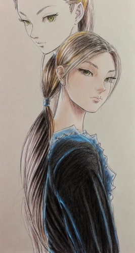 fashion illustration,perfume,pencil color,two girls,ponytail,boy and girl,princess' earring,chignon,tuberose,copic,young couple,color pencil,pony tail,color pencils,ao dai,updo,blue rose,mourning swan,hanbok,drawing
