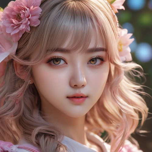 realdoll,doll's facial features,sakura blossom,porcelain doll,portrait background,peach rose,fantasy portrait,artist doll,pink beauty,natural pink,natural cosmetic,peach color,romantic look,peach blossom,romantic portrait,peach flower,sakura flower,japanese sakura background,sakura,flower fairy,Photography,General,Natural