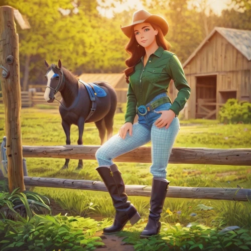 countrygirl,cowgirl,equestrian,horse trainer,farm girl,country style,cowgirls,horseback riding,wrangler,horseback,equestrianism,riding boot,heidi country,horse riding,horse looks,warm-blooded mare,leather hat,equestrian helmet,vintage horse,country-side,Common,Common,Cartoon