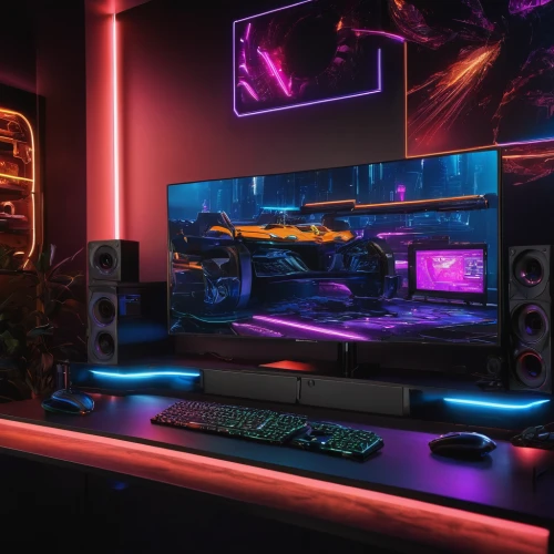music workstation,monitor wall,fractal design,computer workstation,computer room,game room,computer desk,colored lights,desk,setup,monitors,aesthetic,workstation,3d background,working space,home theater system,work space,lan,workspace,pc,Photography,General,Natural